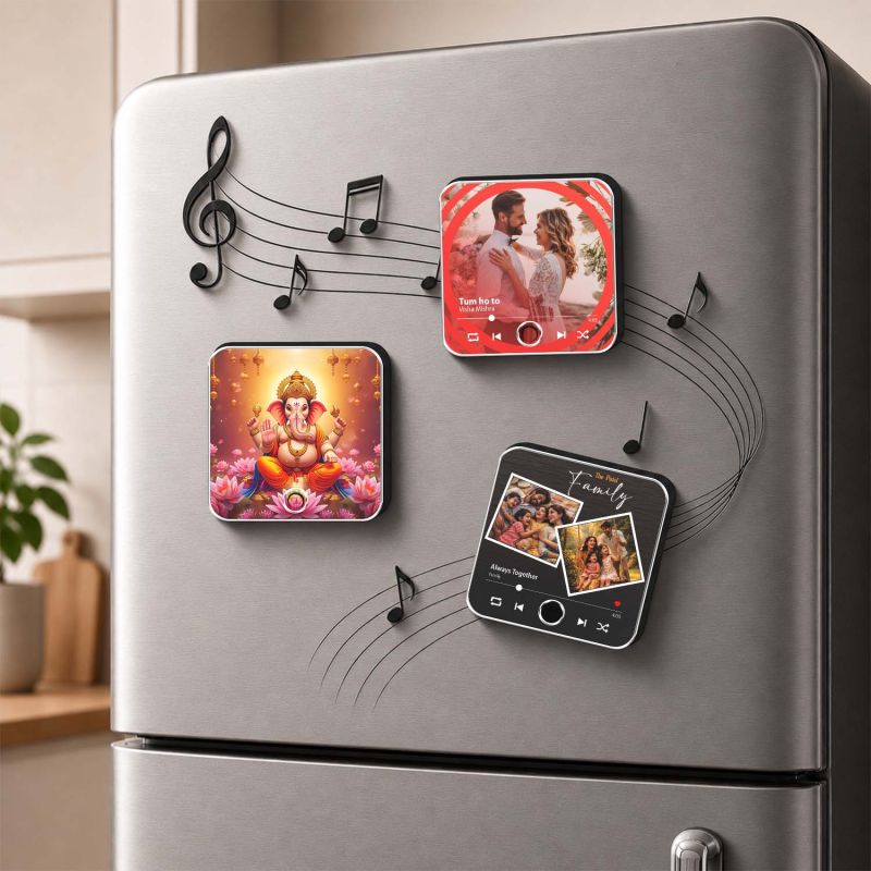 Lord Ganesha Musical Fridge Magnet Rechargeable Music Player Refrigerator Magnet | Ganesh Mantra Music Player for Home & Pooja Room Decor Positive Vibes